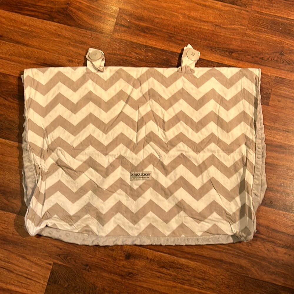 Car seat canopy, white and grey, with Velcro straps just 2 winters